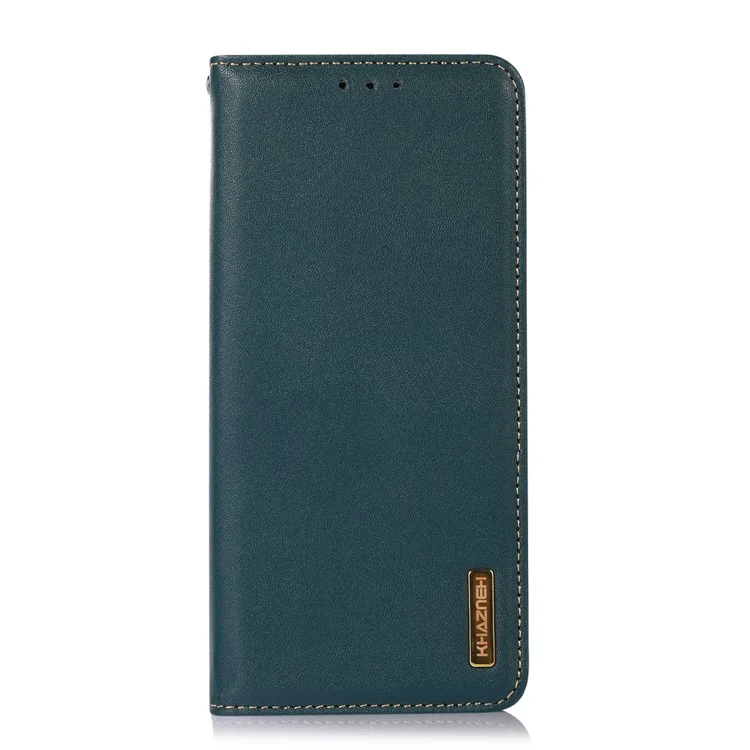 KHAZNEH Pour Motorola Edge 60 Fusion 5G Étui Portefeuille en Cuir de Vache Véritable Housse de Téléphone Texture Nappa - Vert