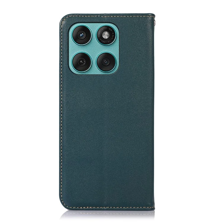 KHAZNEH Pour Motorola Edge 60 Fusion 5G Étui Portefeuille en Cuir de Vache Véritable Housse de Téléphone Texture Nappa - Vert