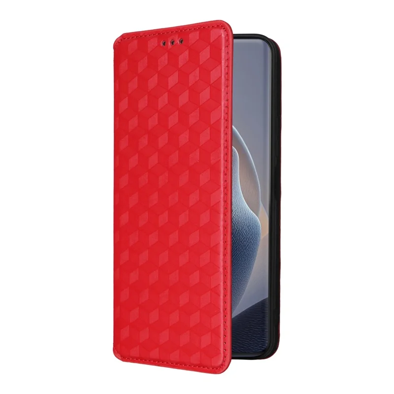 Custodia in Pelle per Motorola Edge 60 Fusion 5G Portafoglio con Motivo a Rombi - Rosso