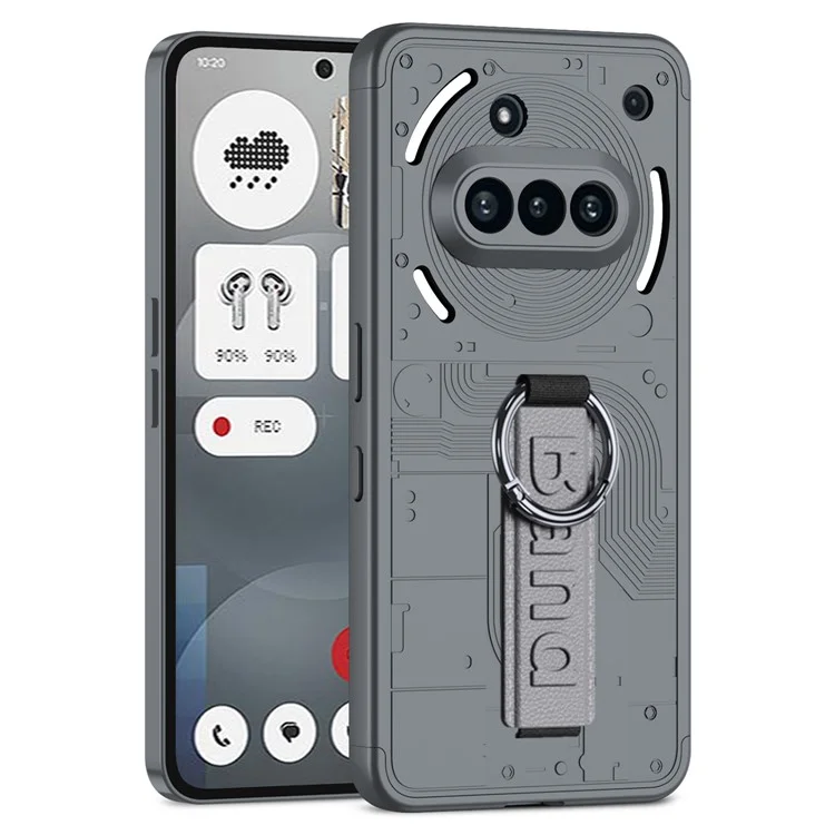 GKK For Nothing Phone (3a) Case Hard PC Phone Back Cover with Hand Strap - Grey