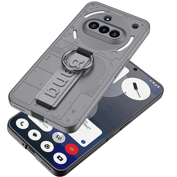 GKK For Nothing Phone (3a) Case Hard PC Phone Back Cover with Hand Strap - Grey