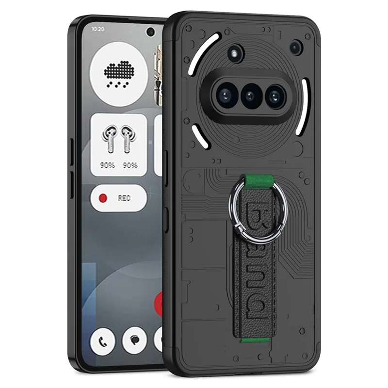 GKK For Nothing Phone (3a) Case Hard PC Phone Back Cover with Hand Strap - Black