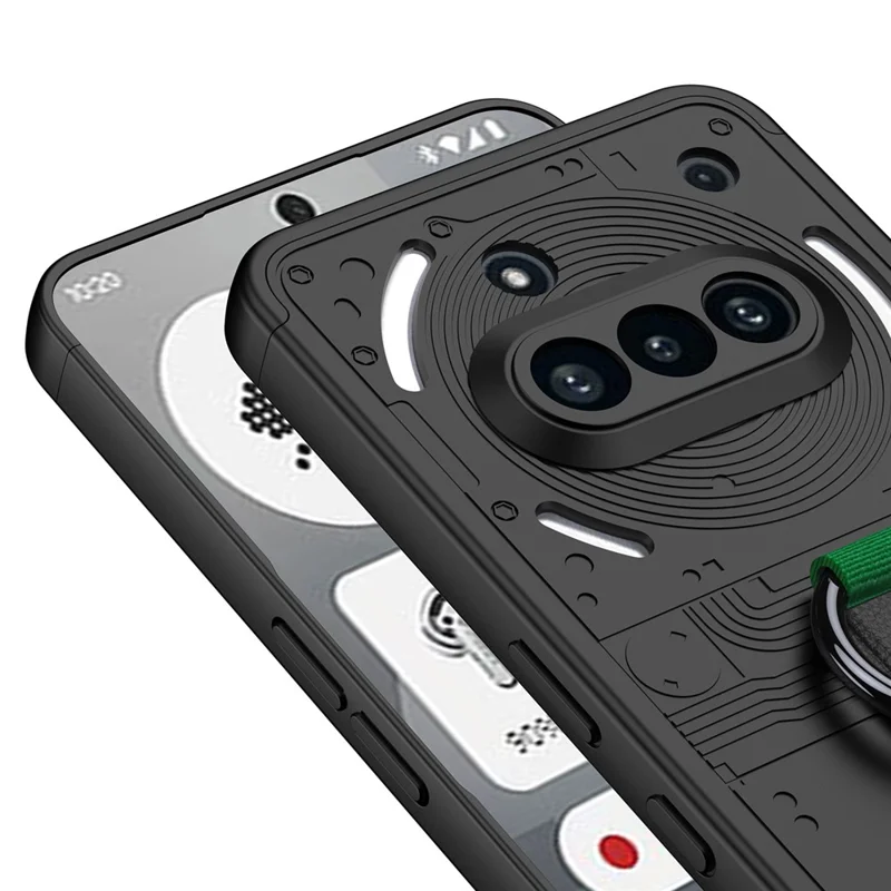 GKK For Nothing Phone (3a) Case Hard PC Phone Back Cover with Hand Strap - Black