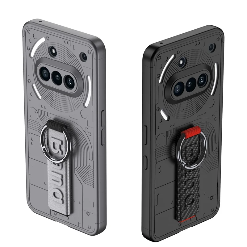 GKK For Nothing Phone (3a) Case Hard PC Phone Back Cover with Hand Strap - Black