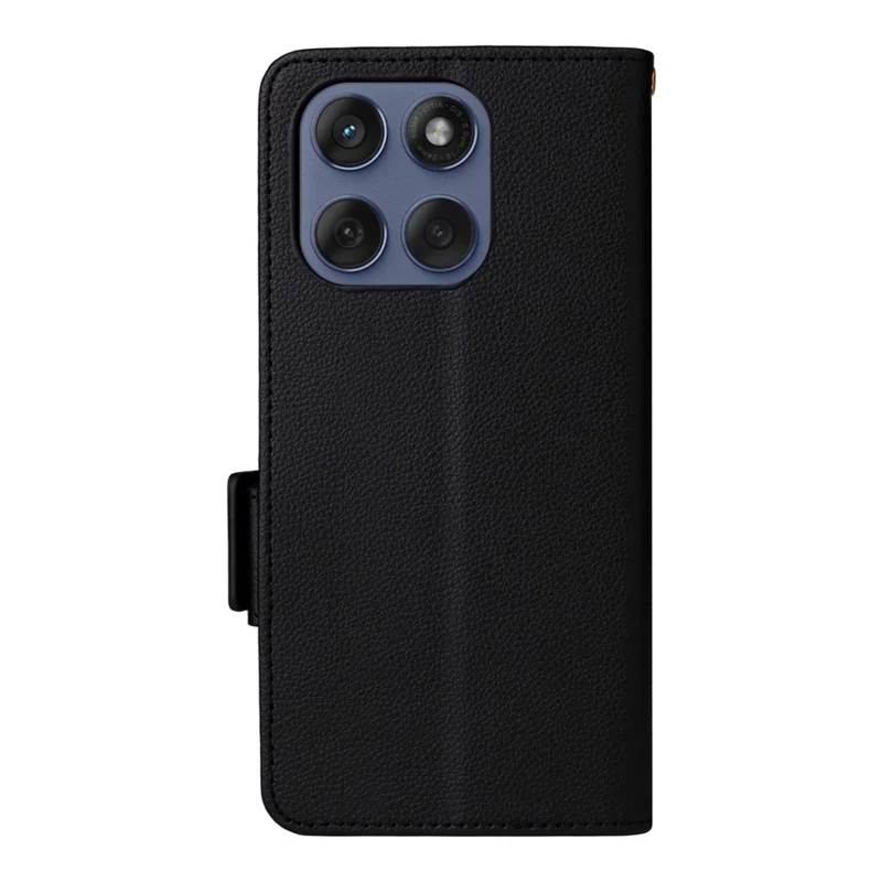 For Motorola Edge 60 5G / 60 Fusion 5G / Edge 60s 5G PU Leather Case with Wrist Strap Litchi Texture Wallet Phone Cover - Black
