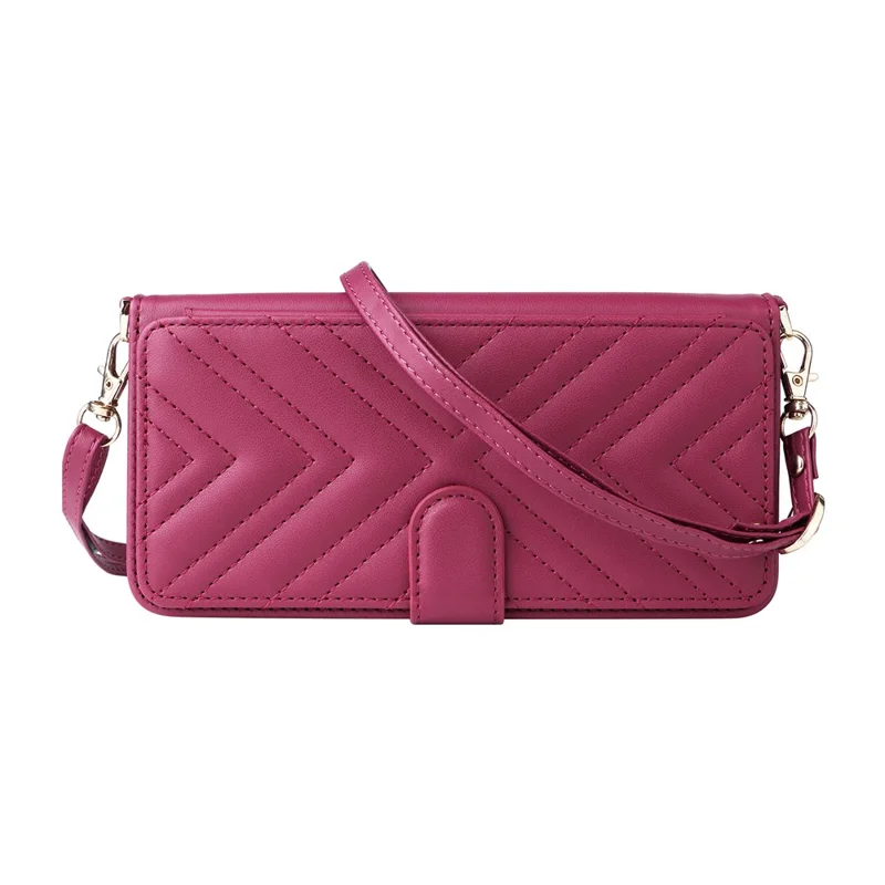 For vivo X200s 5G Stand Wallet Case with Shoulder  /  Wrist Strap Leather Phone Cover - Rose