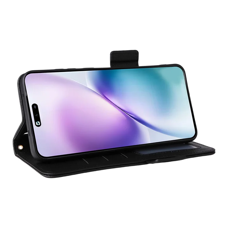 For vivo X200s 5G Leather Case with Wrist Strap Litchi Texture Wallet Phone Cover - Black