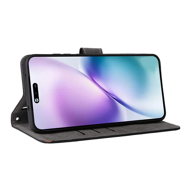 For vivo X200s 5G Case Wallet RFID Blocking PU Leather Cover Stand with Strap - Black
