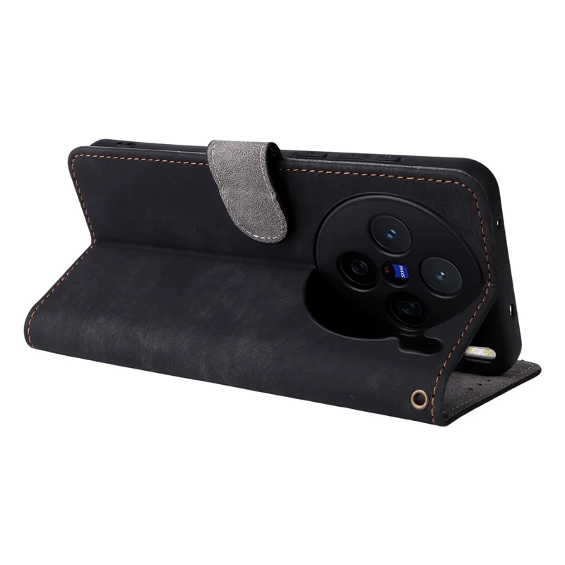 For vivo X200s 5G Case Wallet RFID Blocking PU Leather Cover Stand with Strap - Black