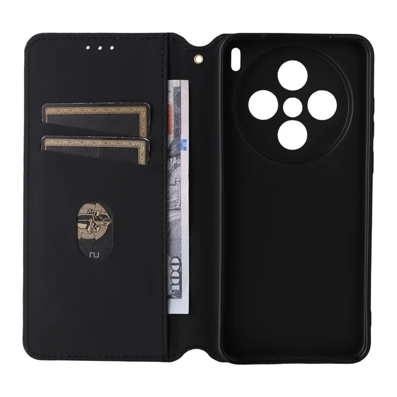 Leather Case for vivo X200s 5G Wallet Rhombus Imprinted Phone Cover - Red