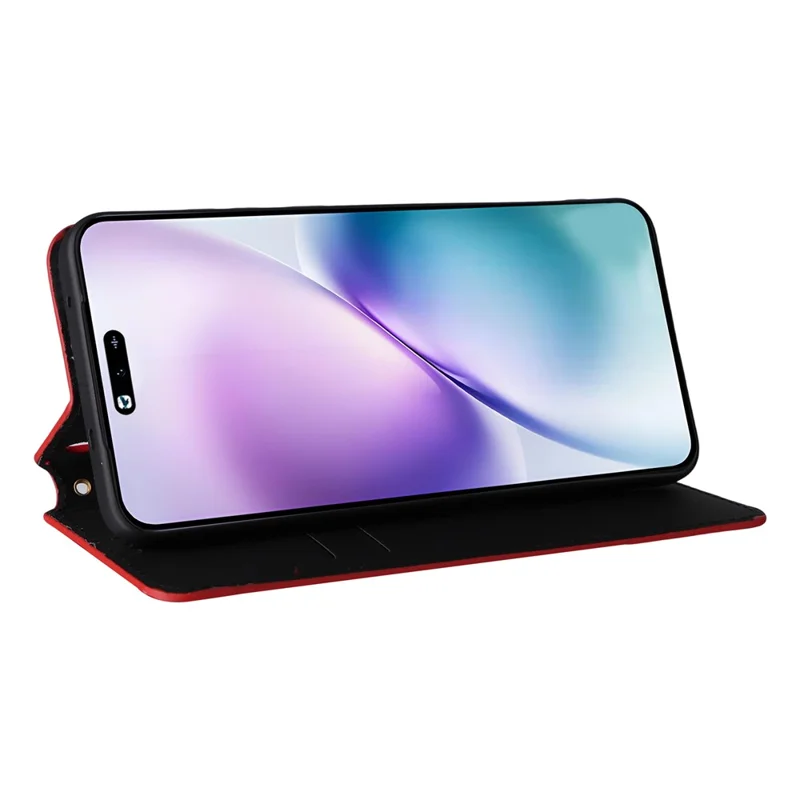 Leather Case for vivo X200s 5G Wallet Rhombus Imprinted Phone Cover - Red