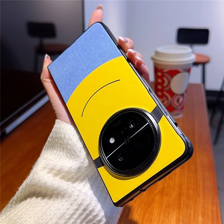 Funda para Oppo Find N5 5G con Diseño Creativo de Gran Ojo en Amarillo, de Cuero y PC