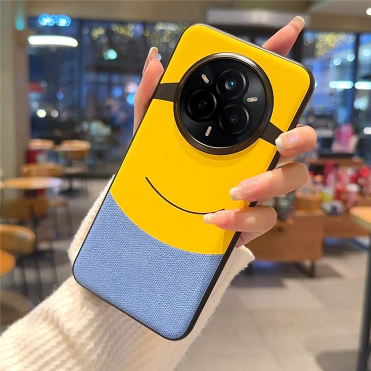 Funda para Realme 14 Pro 5G con Diseño Creativo de Gran Ojo en Amarillo, de Cuero y PC