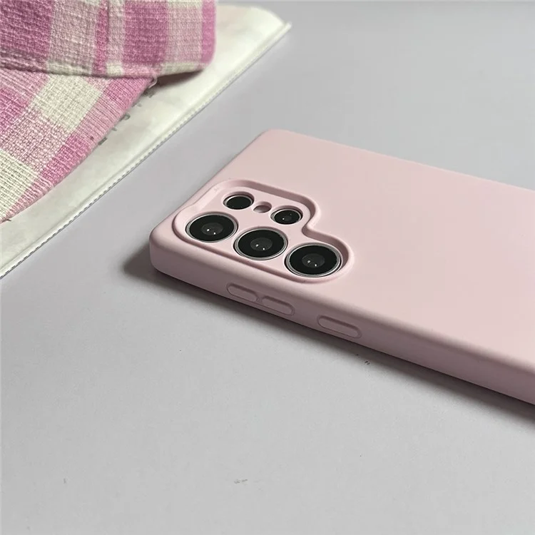 For Samsung Galaxy S24 Ultra Case with Finger Strap Soft Silicone Phone Back Cover - Pink