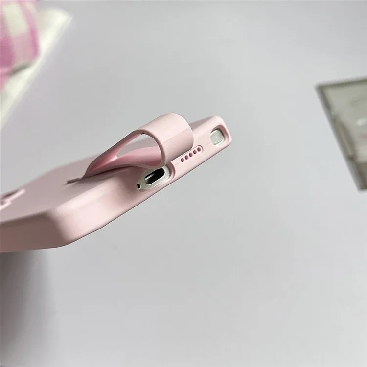 For Samsung Galaxy S24 Ultra Case with Finger Strap Soft Silicone Phone Back Cover - Pink