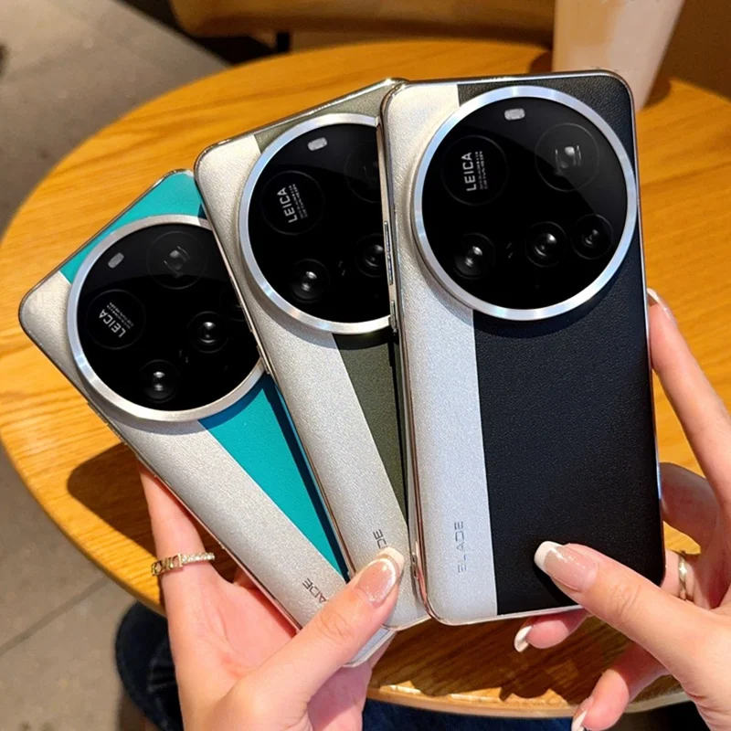 For Xiaomi 15 Ultra Case Splicing PU Leather + TPU Electroplated Phone Cover - Silver + Army Green