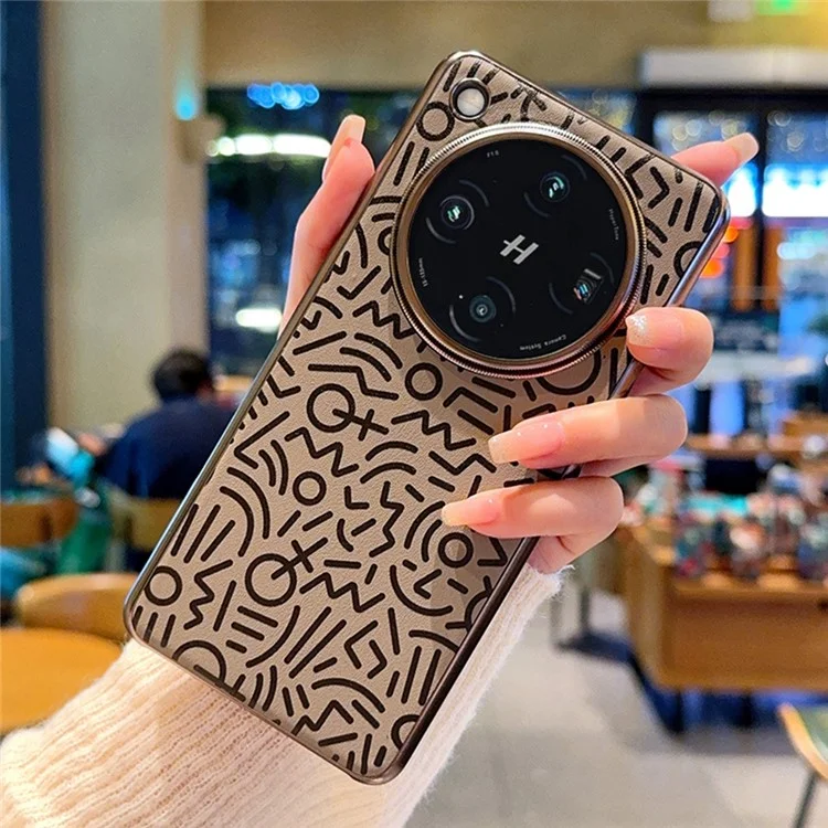 Capa para Oppo Find X8 Pro 5G Couro com Desenho Criativo e Acabamento Metalizado - Marrom