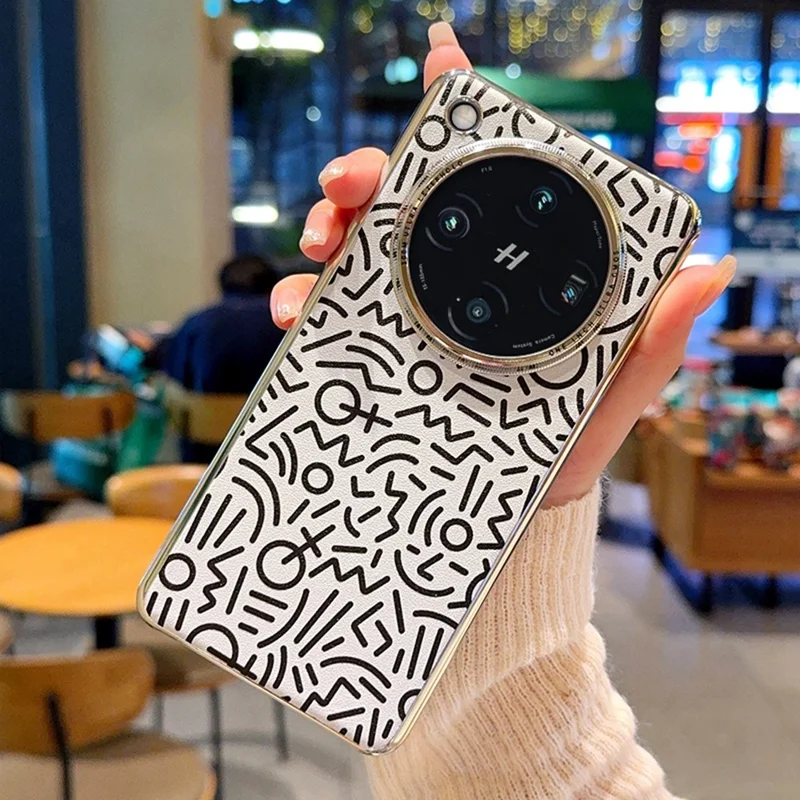 For Oppo Find X8 Pro 5G Case Creative Doodle Leather Electroplated Phone Back Cover - Silver