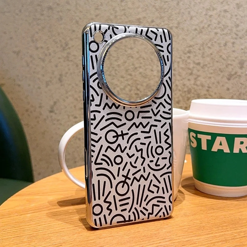 For Oppo Find X8 Pro 5G Case Creative Doodle Leather Electroplated Phone Back Cover - Silver