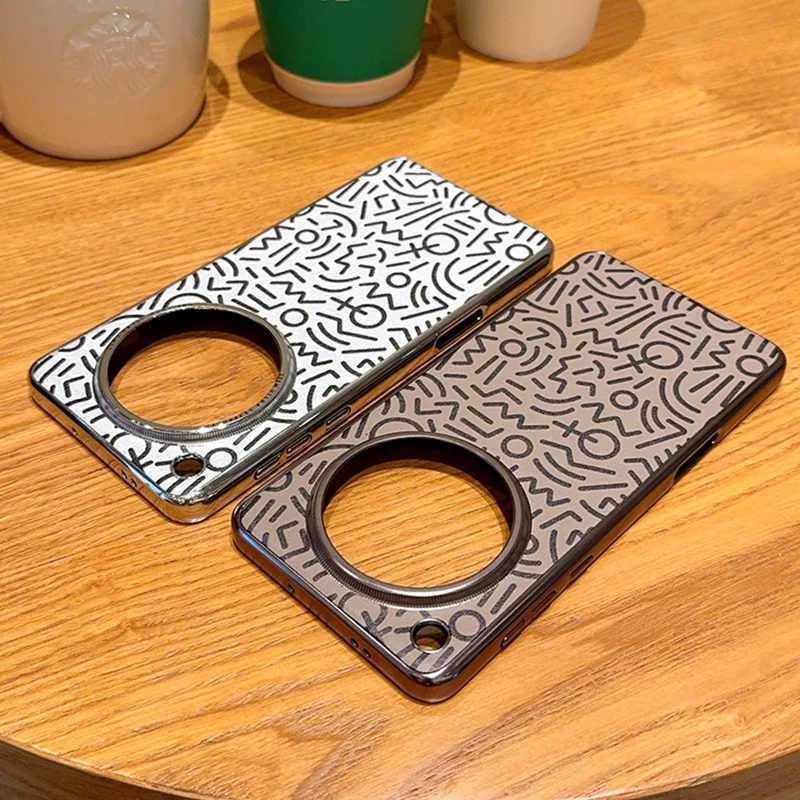 For Oppo Find X8 Pro 5G Case Creative Doodle Leather Electroplated Phone Back Cover - Silver