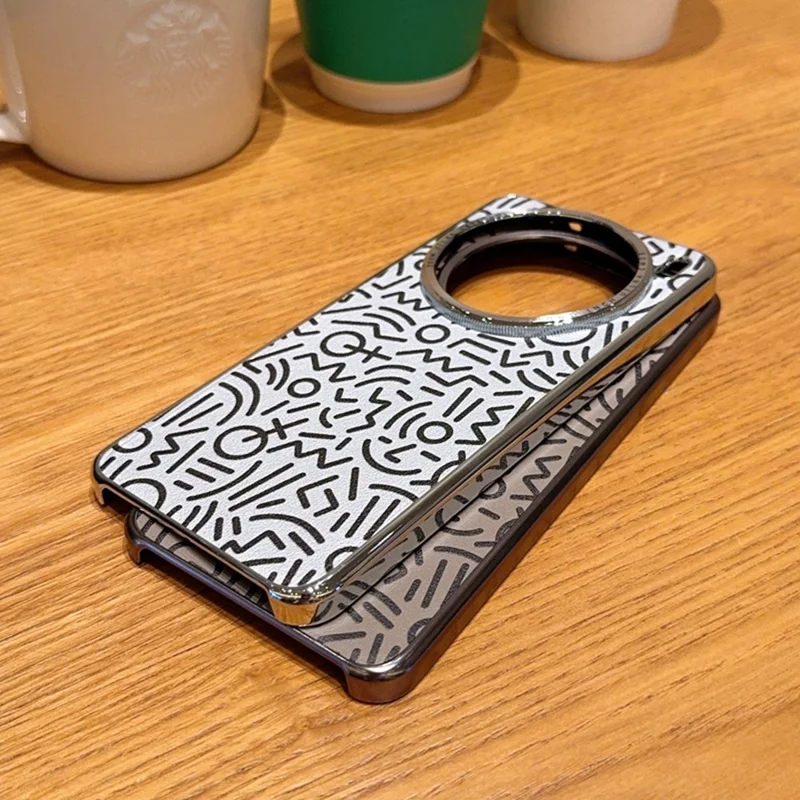 For vivo X200 Pro 5G Case Creative Doodle Leather Electroplated Phone Back Cover - Brown