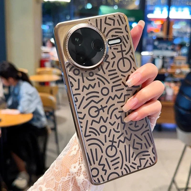 For Xiaomi Redmi K80 5G / Poco F7 Pro 5G Case Creative Doodle Leather Electroplated Phone Back Cover - Brown