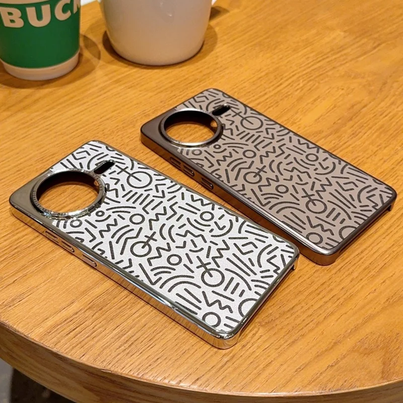For Xiaomi Redmi K80 5G / Poco F7 Pro 5G Case Creative Doodle Leather Electroplated Phone Back Cover - Brown