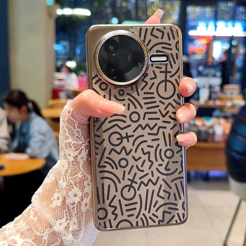 For Xiaomi Redmi K80 5G / Poco F7 Pro 5G Case Creative Doodle Leather Electroplated Phone Back Cover - Brown