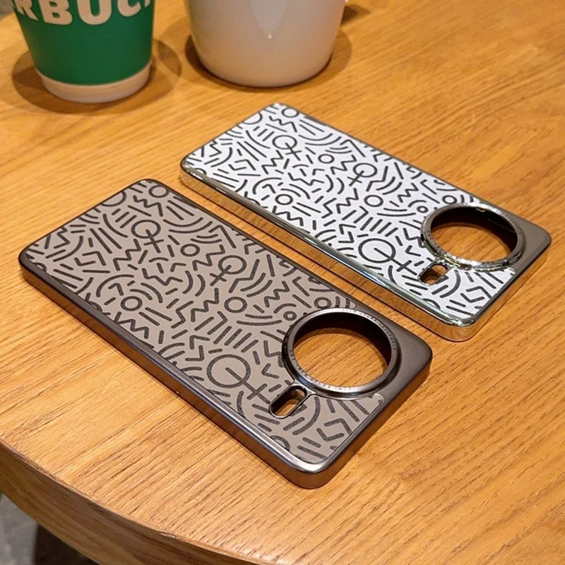 For Xiaomi Redmi K80 5G / Poco F7 Pro 5G Case Creative Doodle Leather Electroplated Phone Back Cover - Brown