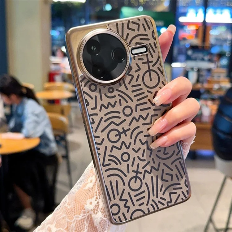Für Xiaomi Redmi K80 Pro 5G / Poco F7 Ultra 5G Hülle Kreatives Doodle-Leder Elektrolytisch beschichtete Handyrückseite - Braun