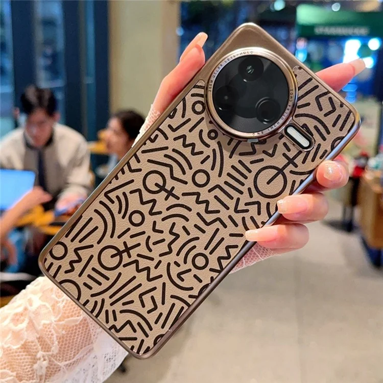 Für Xiaomi Redmi K80 Pro 5G / Poco F7 Ultra 5G Hülle Kreatives Doodle-Leder Elektrolytisch beschichtete Handyrückseite - Braun