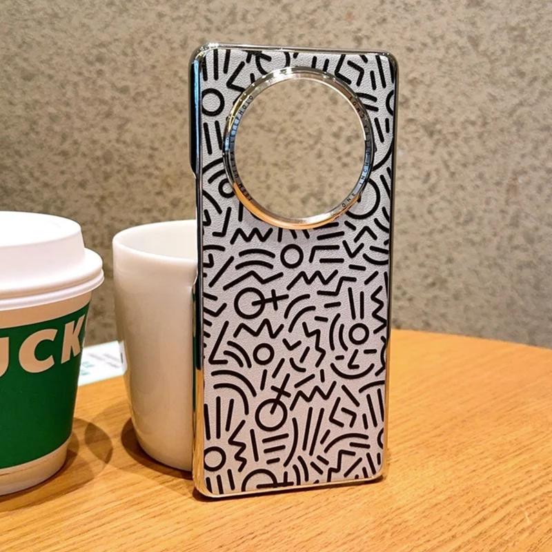 Obudowa na Honor Magic7 Lite 5G / X9c 5G / X60 Pro 5G, kreatywna grafika doodle, tylna pokrywa z elektrolitycznej skóry, srebrna