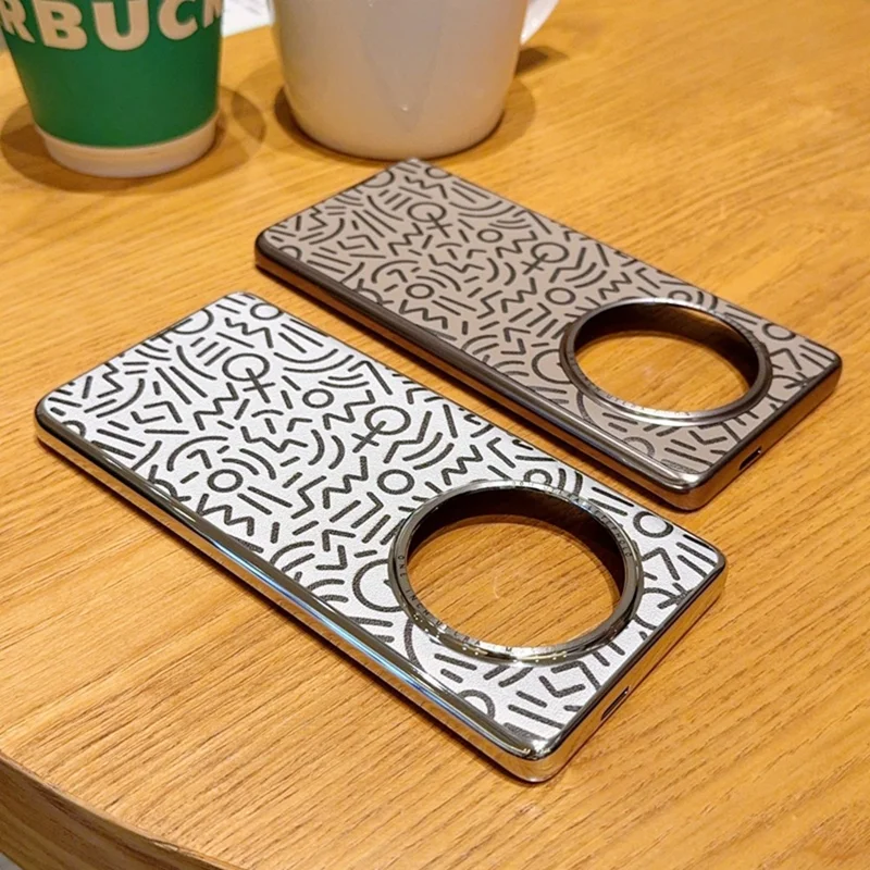 Obudowa na Honor Magic7 Lite 5G / X9c 5G / X60 Pro 5G, kreatywna grafika doodle, tylna pokrywa z elektrolitycznej skóry, srebrna