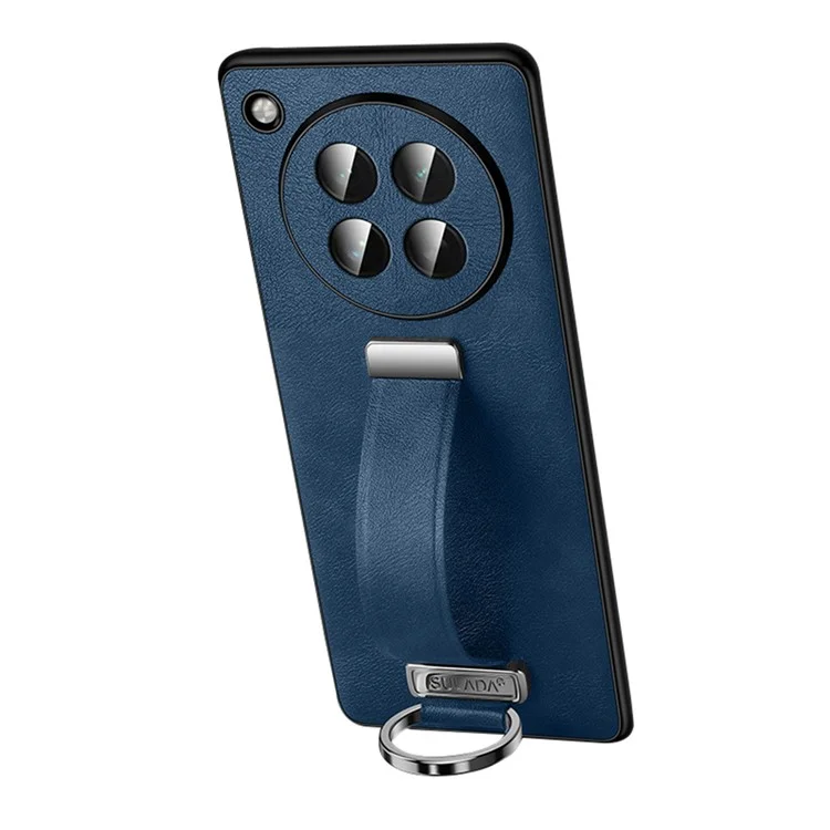 Capa de Telefone SULADA Série Fashion para Oppo Find X8s 5G com Alça de Pulso, Suporte de Apoio e Couro Traseiro - Azul