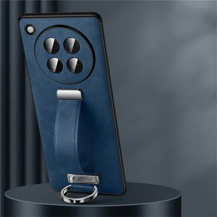 Capa de Telefone SULADA Série Fashion para Oppo Find X8s 5G com Alça de Pulso, Suporte de Apoio e Couro Traseiro - Azul