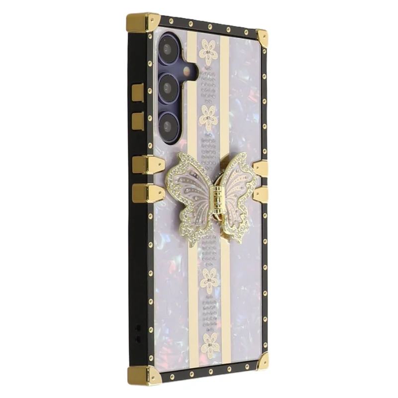 For Samsung Galaxy A26 5G Case TPU + PC Electroplated Butterfly Kickstand Phone Cover - Purple