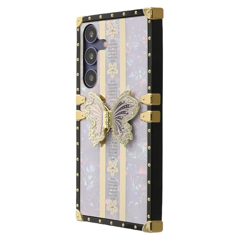 For Samsung Galaxy A26 5G Case TPU + PC Electroplated Butterfly Kickstand Phone Cover - Purple