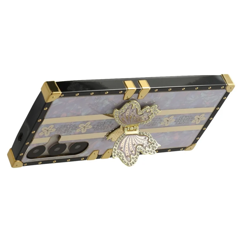 For Samsung Galaxy A26 5G Case TPU + PC Electroplated Butterfly Kickstand Phone Cover - Purple