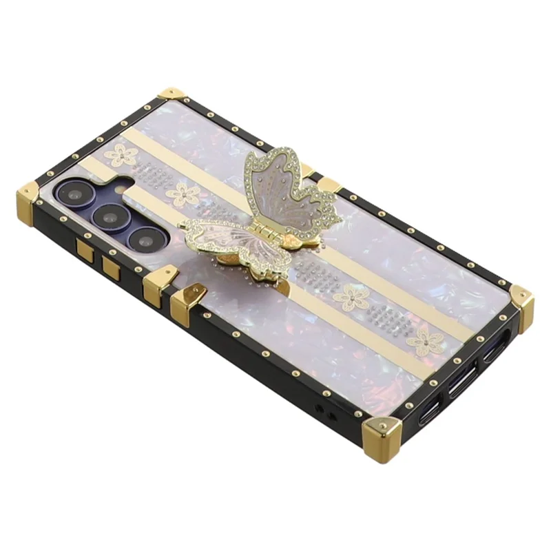 For Samsung Galaxy A26 5G Case TPU + PC Electroplated Butterfly Kickstand Phone Cover - Purple