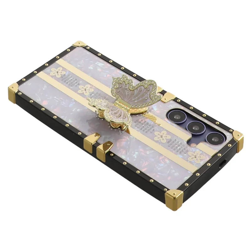 For Samsung Galaxy A26 5G Case TPU + PC Electroplated Butterfly Kickstand Phone Cover - Purple