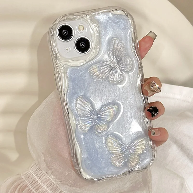 Capa para iPhone 15 Pro Max 3D Epóxi Borboleta TPU à prova de choques