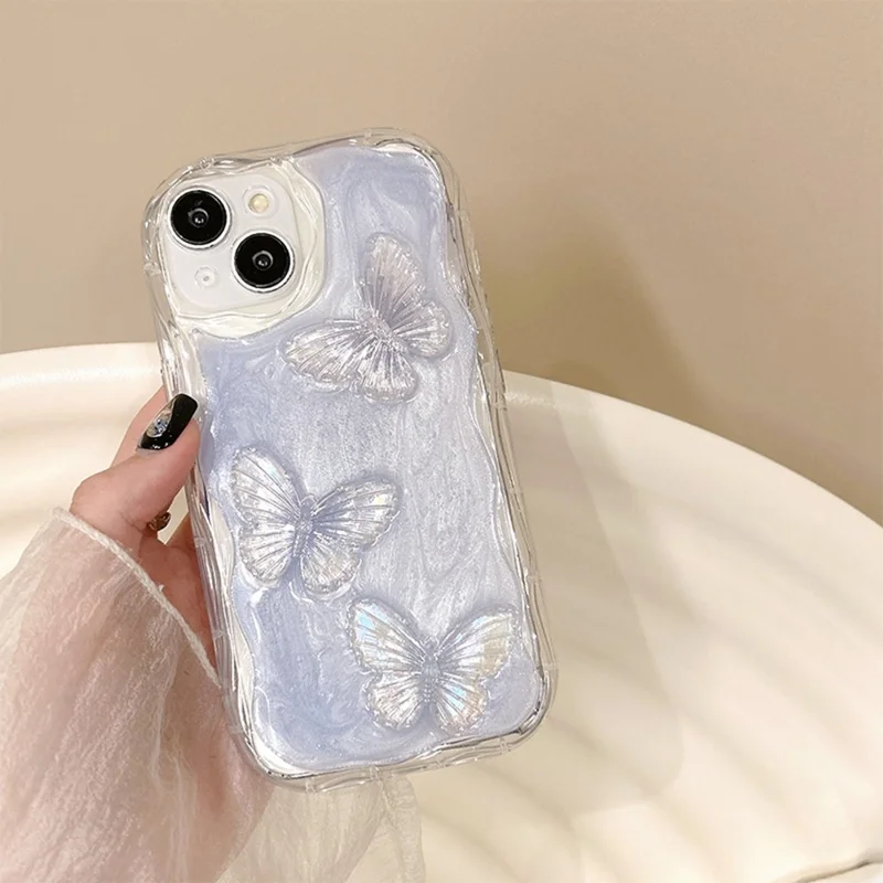 Capa para iPhone 15 Pro Max 3D Epóxi Borboleta TPU à prova de choques