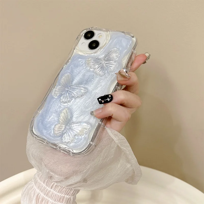 Für iPhone 15 Pro Hülle 3D Epoxid Schmetterling TPU stoßfeste Handyhülle