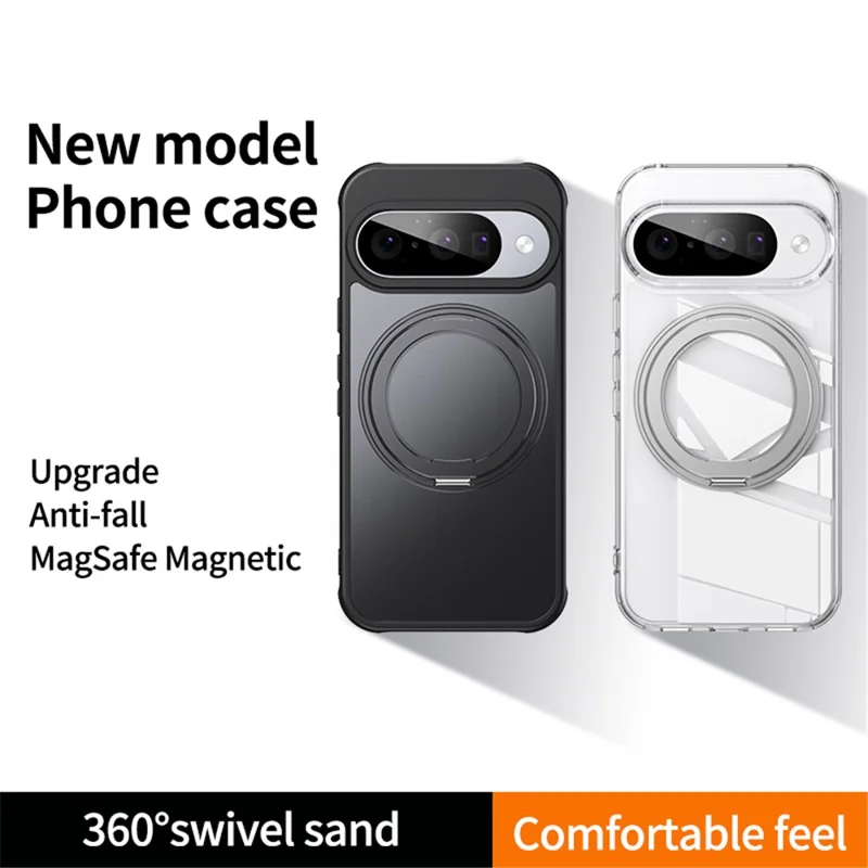For Google Pixel 10 Pro  /  Pixel 10 Case Compatible with MagSafe TPU + Acrylic + Metal Kickstand Matte Phone Cover - Black