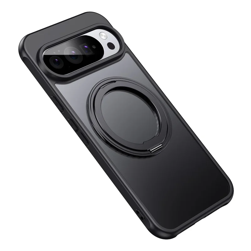 For Google Pixel 10 Pro XL Case Compatible with MagSafe TPU + Acrylic + Metal Kickstand Matte Phone Cover - Black