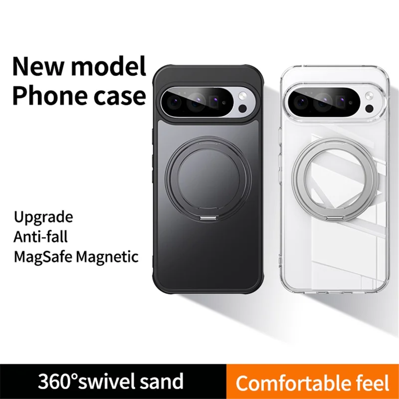 For Google Pixel 10 Pro XL Case Compatible with MagSafe TPU + Acrylic + Metal Kickstand Matte Phone Cover - Black