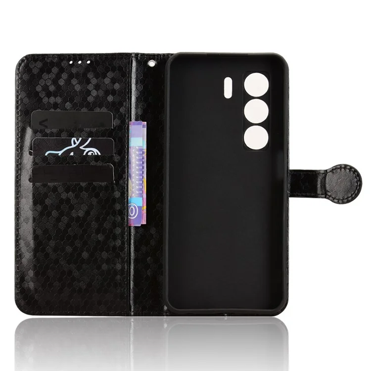 Cover a portafoglio per itel Power 70 4G con motivo a puntini, in pelle PU - Nero