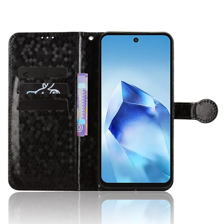 Cover a portafoglio per itel Power 70 4G con motivo a puntini, in pelle PU - Nero