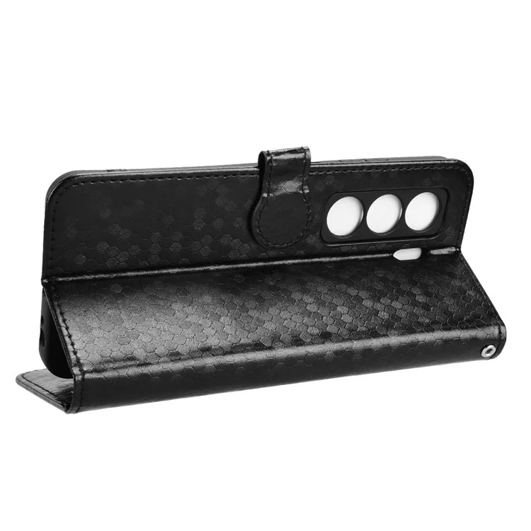 Cover a portafoglio per itel Power 70 4G con motivo a puntini, in pelle PU - Nero