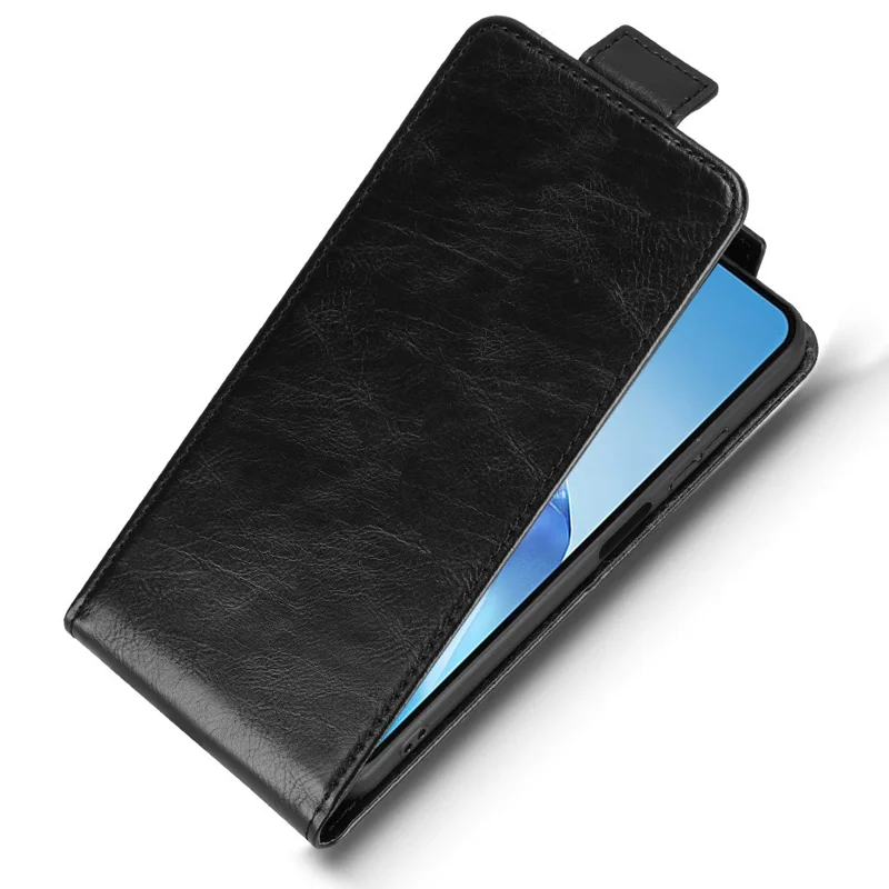 Funda con tapa vertical de cuero para itel Power 70 4G con cierre magnético y portatarjetas - Negro